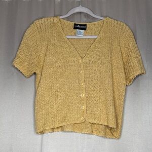 Vtg Sag Harbor Gold Button-Down Knit Top